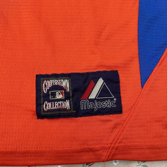 New York Mets Shirt Mens XXL Orange MLB Baseball Majestic Cooperstown V-Neck - Picture 3 of 7